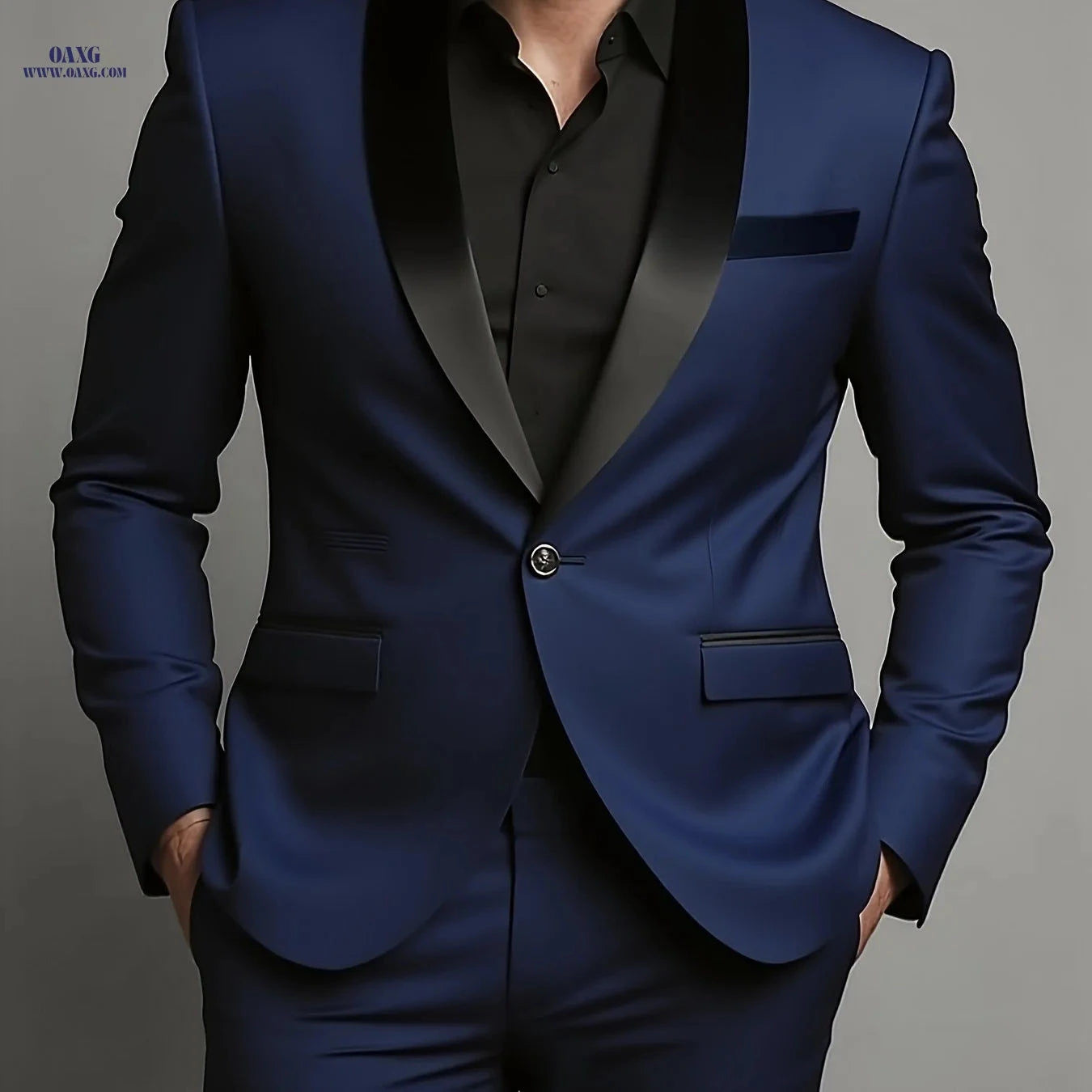 Stylish Men's 2pcs Suit - Blazer & Trousers for Formal Events   OAXG 