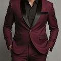 Stylish Men's 2pcs Suit - Blazer & Trousers for Formal Events   OAXG Burgundy / FR XXS