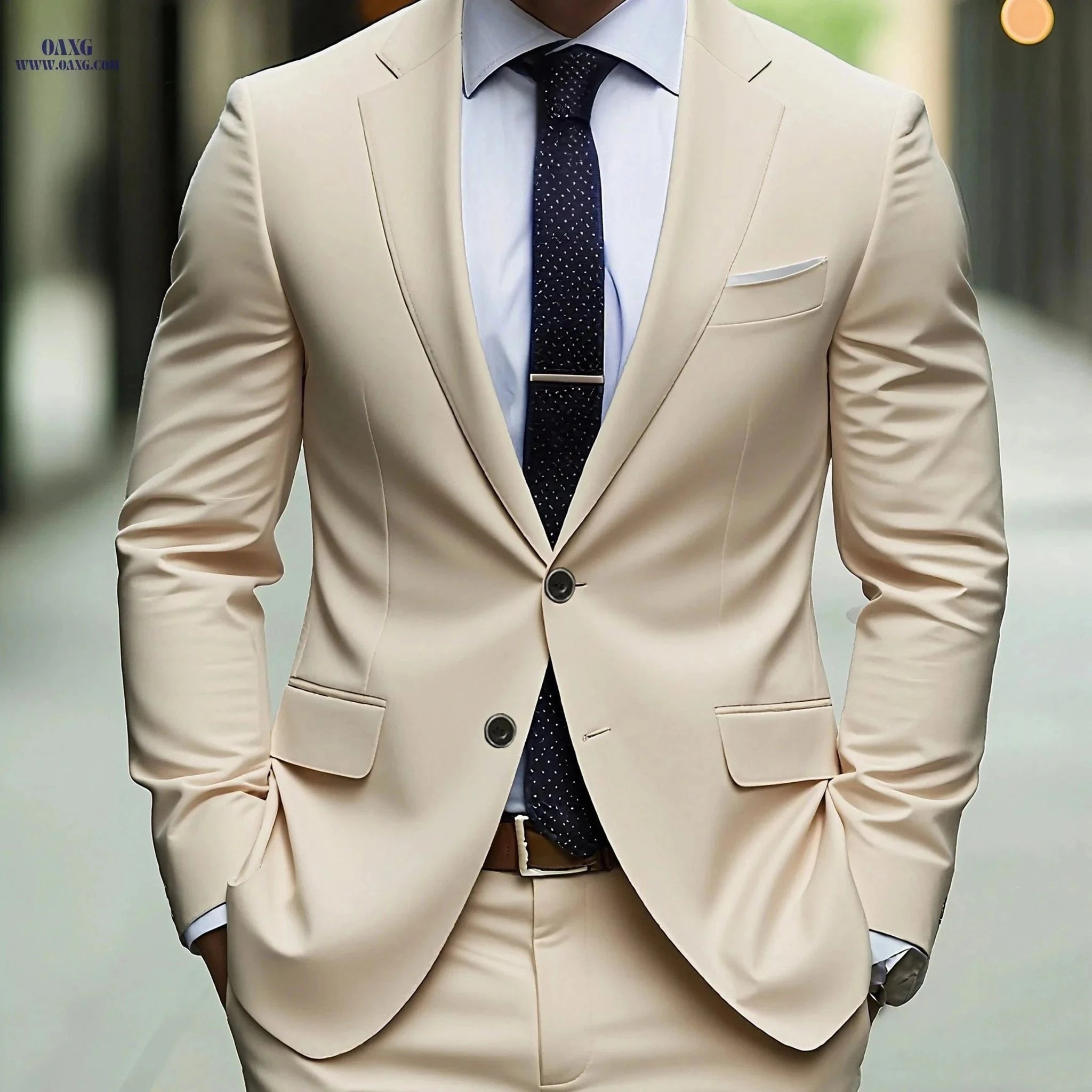 Stylish Men's 2pcs Suit - Blazer & Trousers for Weddings & Work   OAXG Burgundy / FR XXS