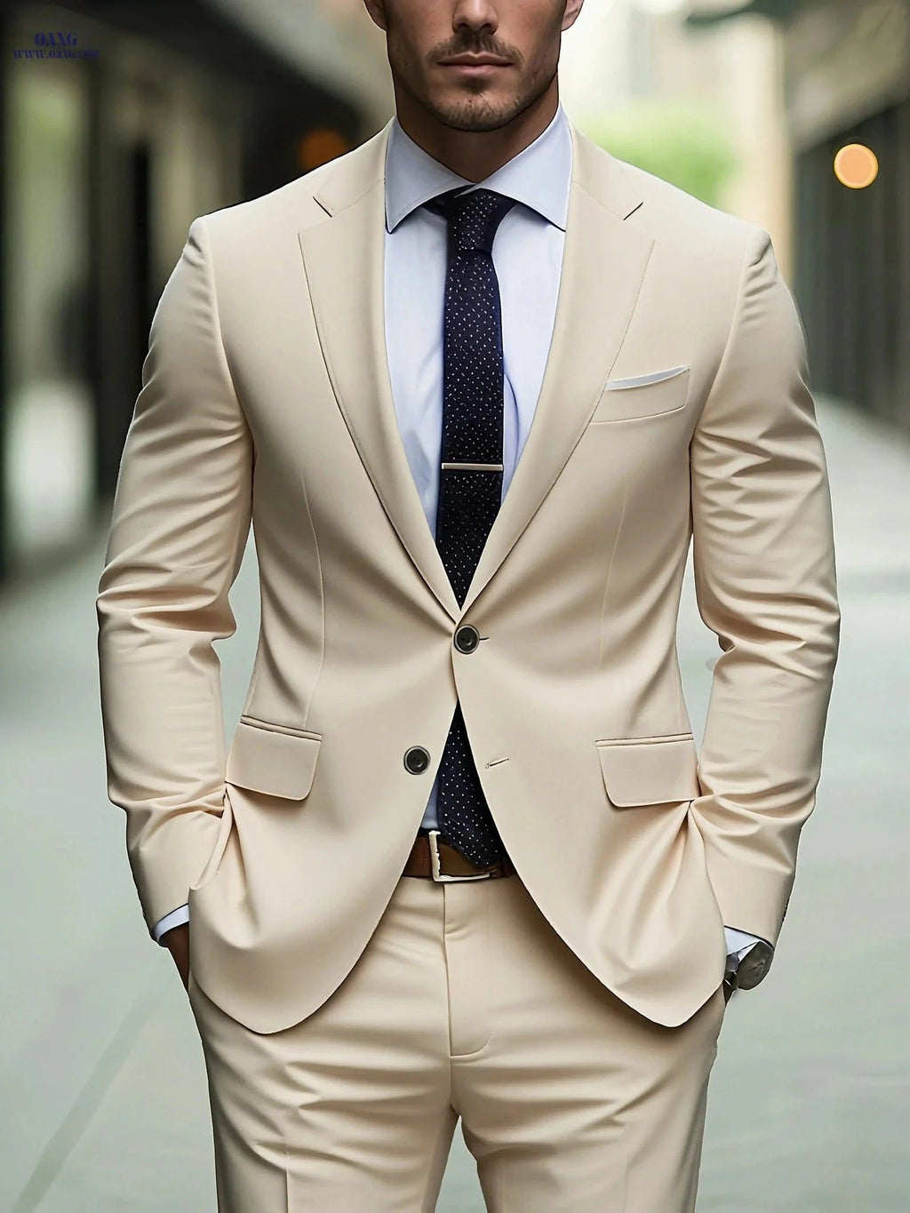 Stylish Men's 2pcs Suit - Blazer & Trousers for Weddings & Work   OAXG Burgundy / FR XXS