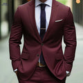 Stylish Men's 2pcs Suit - Blazer & Trousers for Weddings & Work   OAXG Burgundy / FR XXS