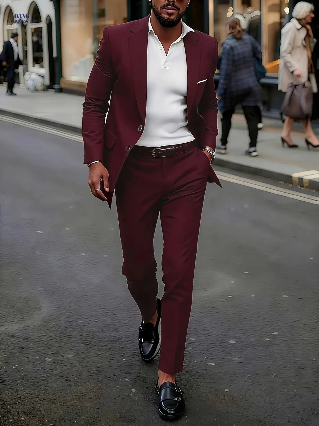 Stylish Men's 2pcs Suit Set - Blazer & Trousers, Business Casual   OAXG 