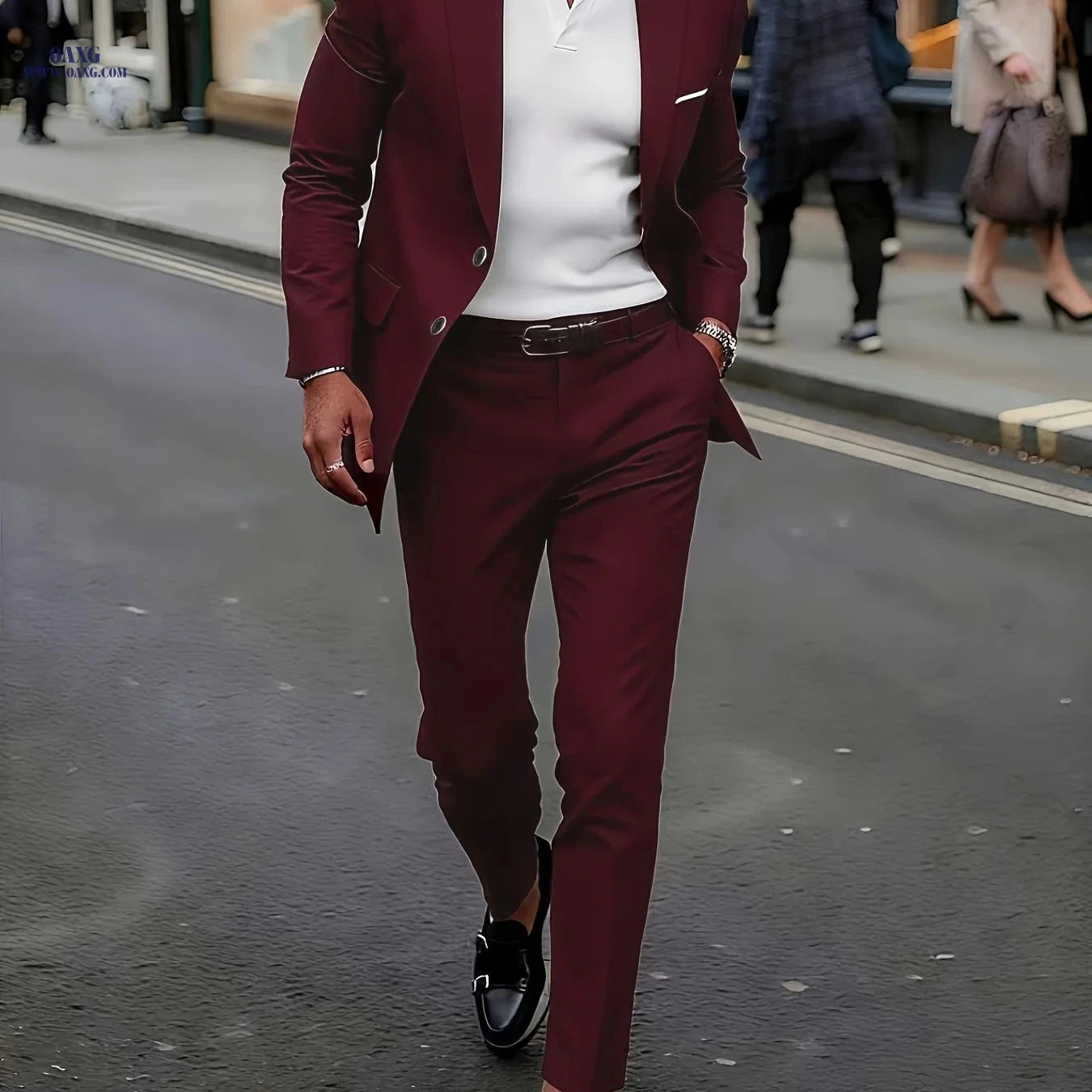 Stylish Men's 2pcs Suit Set - Blazer & Trousers, Business Casual   OAXG 