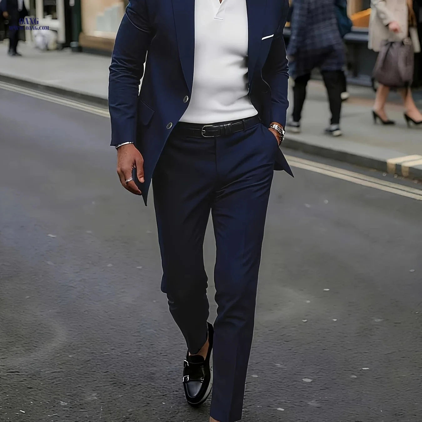 Stylish Men's 2pcs Suit Set - Blazer & Trousers, Business Casual   OAXG 