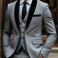 Stylish Men's 3-Piece Business Suit Set - Slim Fit Jacket, Vest, Trousers   OAXG 