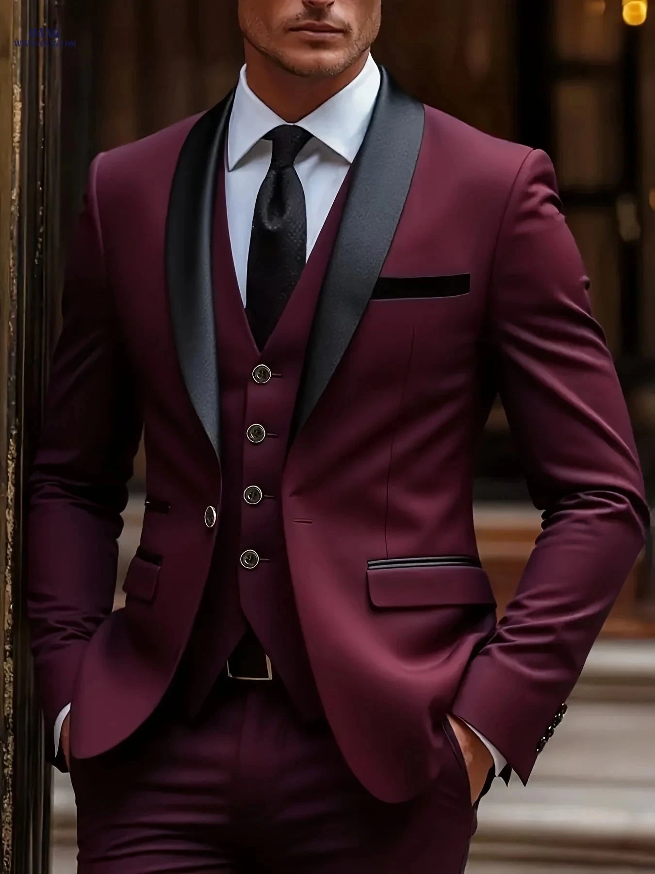 Stylish Men's 3-Piece Business Suit Set - Slim Fit Jacket, Vest, Trousers   OAXG Grey / FR XXS