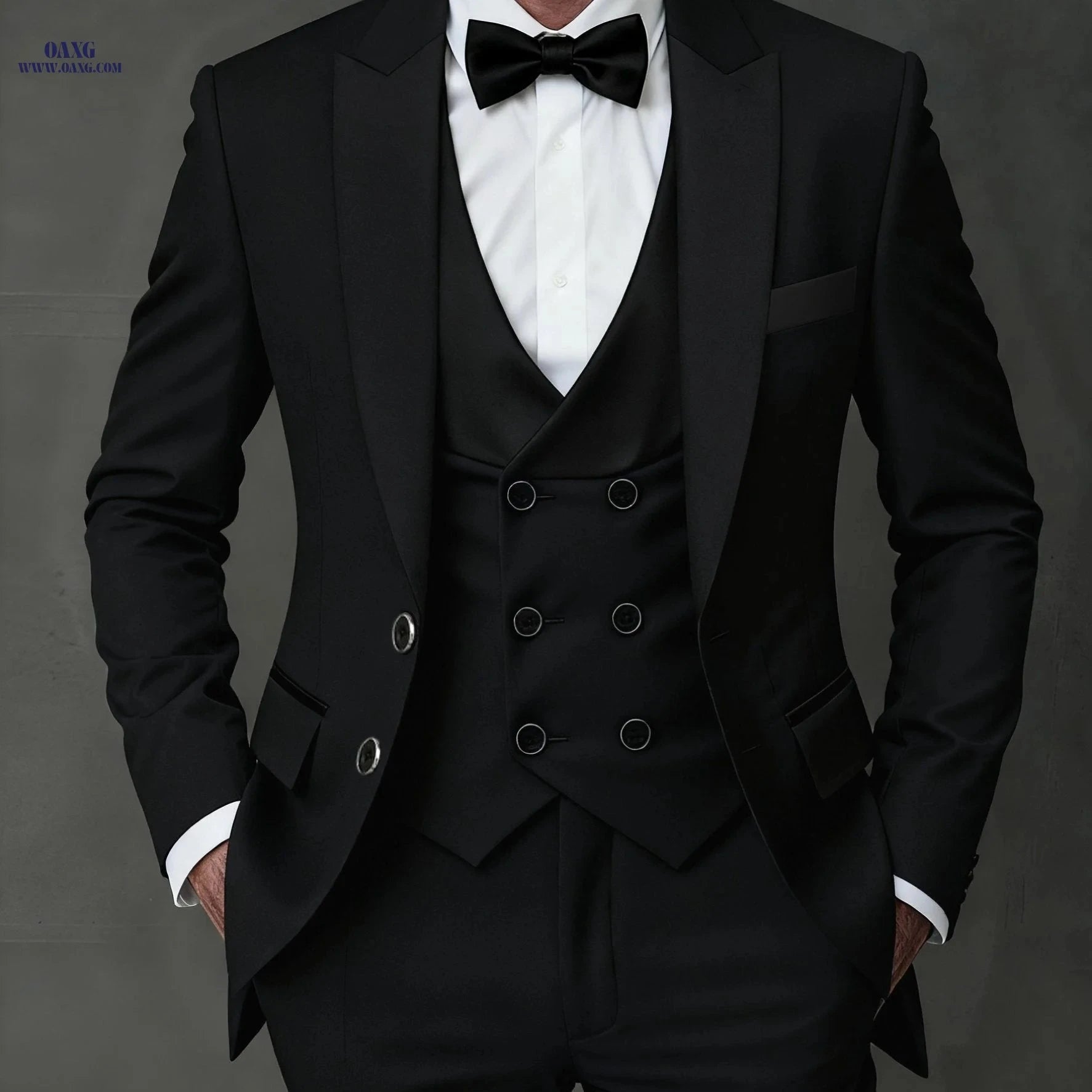 Stylish Men's 3-Piece Suit Set - Blazer, Vest, Trousers for Events   OAXG 