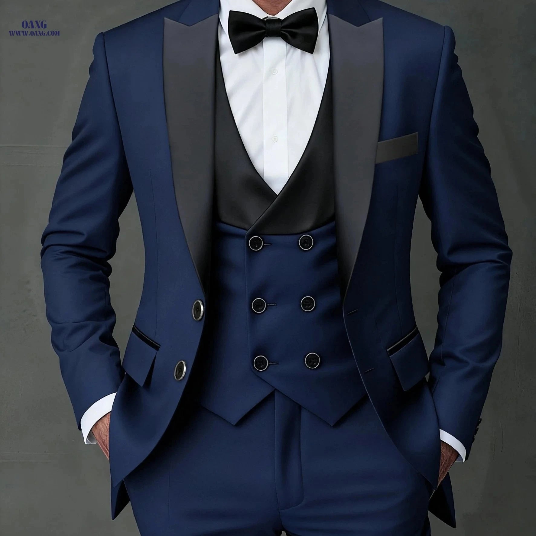 Stylish Men's 3-Piece Suit Set - Blazer, Vest, Trousers for Events   OAXG 