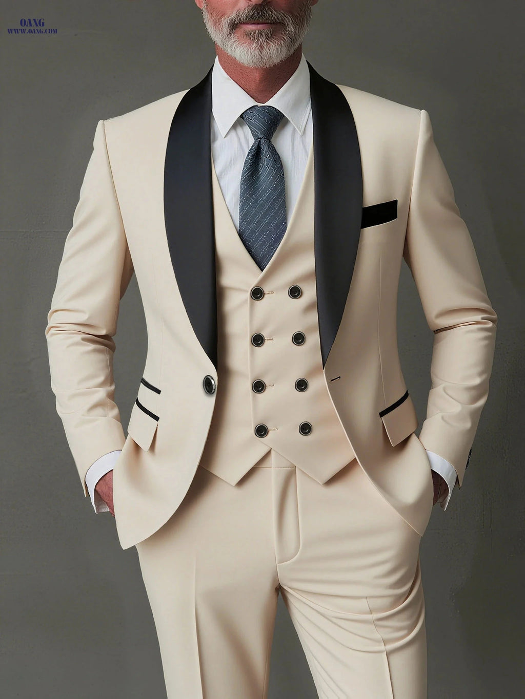 Stylish Men's 3-Piece Suit Set - Blazer, Vest, Trousers for Events   OAXG Burgundy / FR XXS