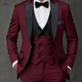 Stylish Men's 3-Piece Suit Set - Blazer, Vest, Trousers for Events   OAXG 
