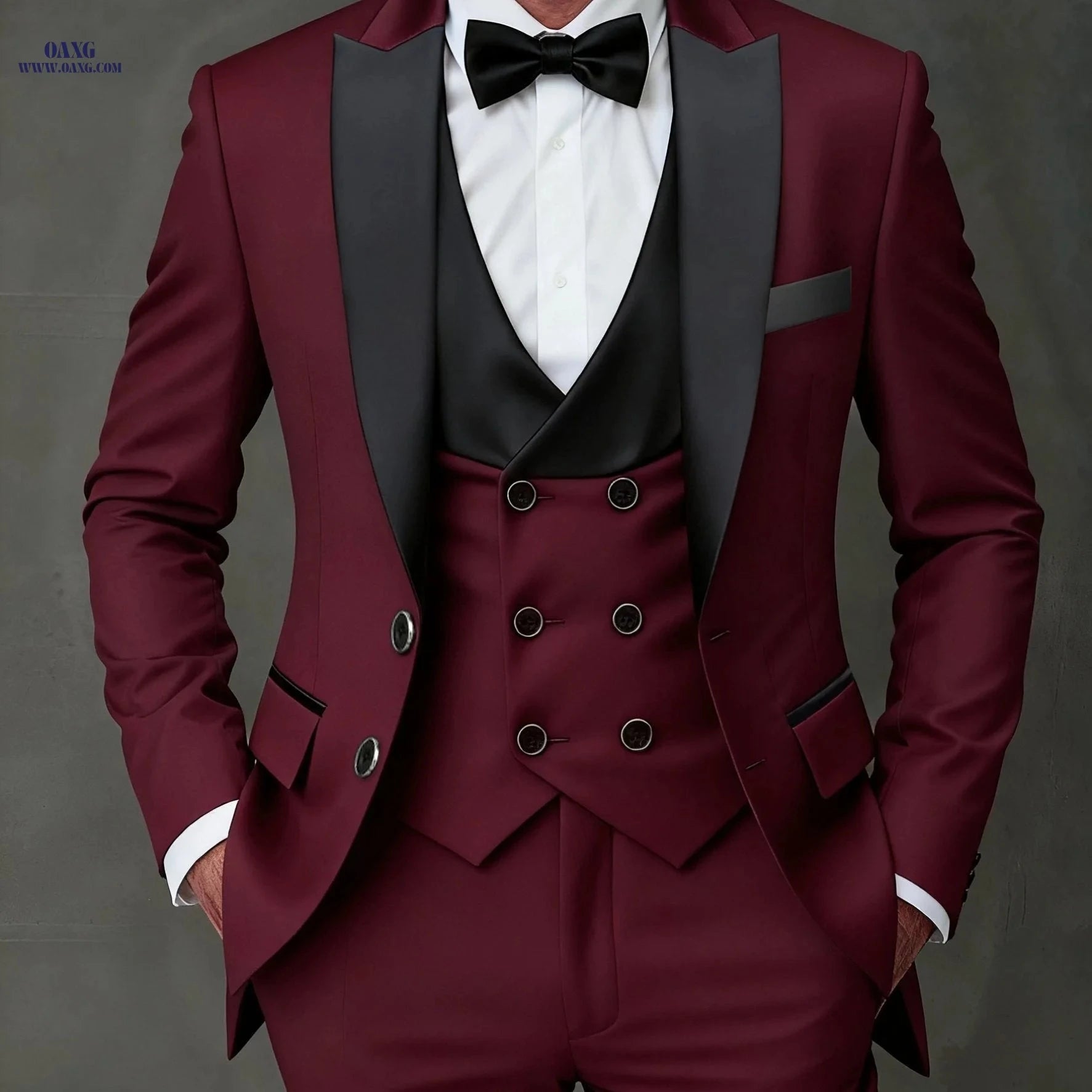 Stylish Men's 3-Piece Suit Set - Blazer, Vest, Trousers for Events   OAXG 