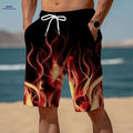 Stylish Men's 3D Fire Print Shorts - Quick-Dry, Casual & Comfortable   OAXG Red / S