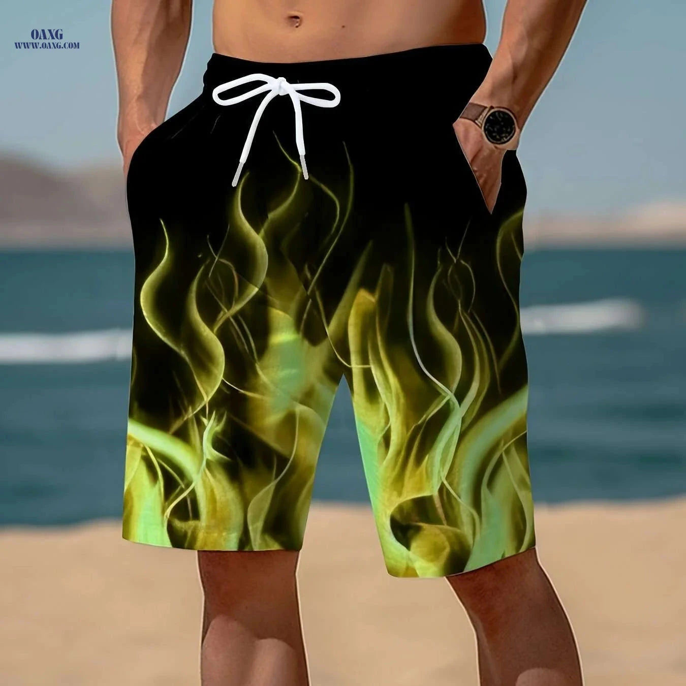 Stylish Men's 3D Fire Print Shorts - Quick-Dry, Casual & Comfortable   OAXG Red / S