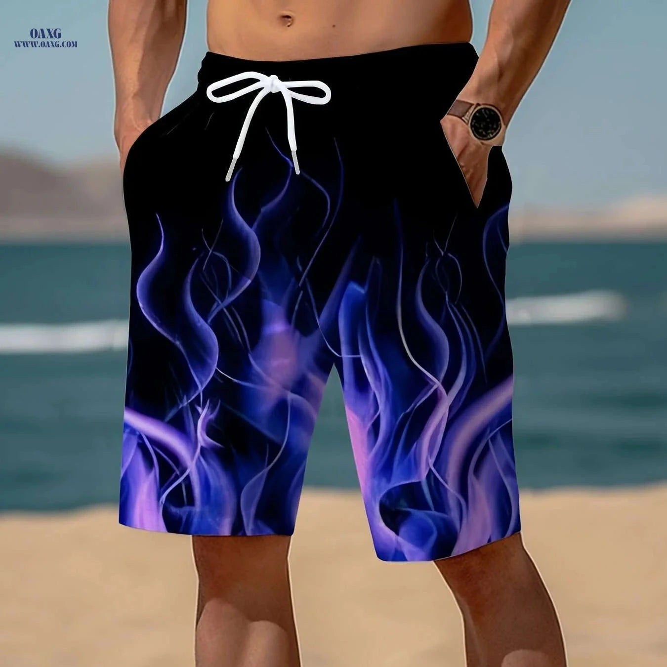 Stylish Men's 3D Fire Print Shorts - Quick-Dry, Casual & Comfortable   OAXG Red / S