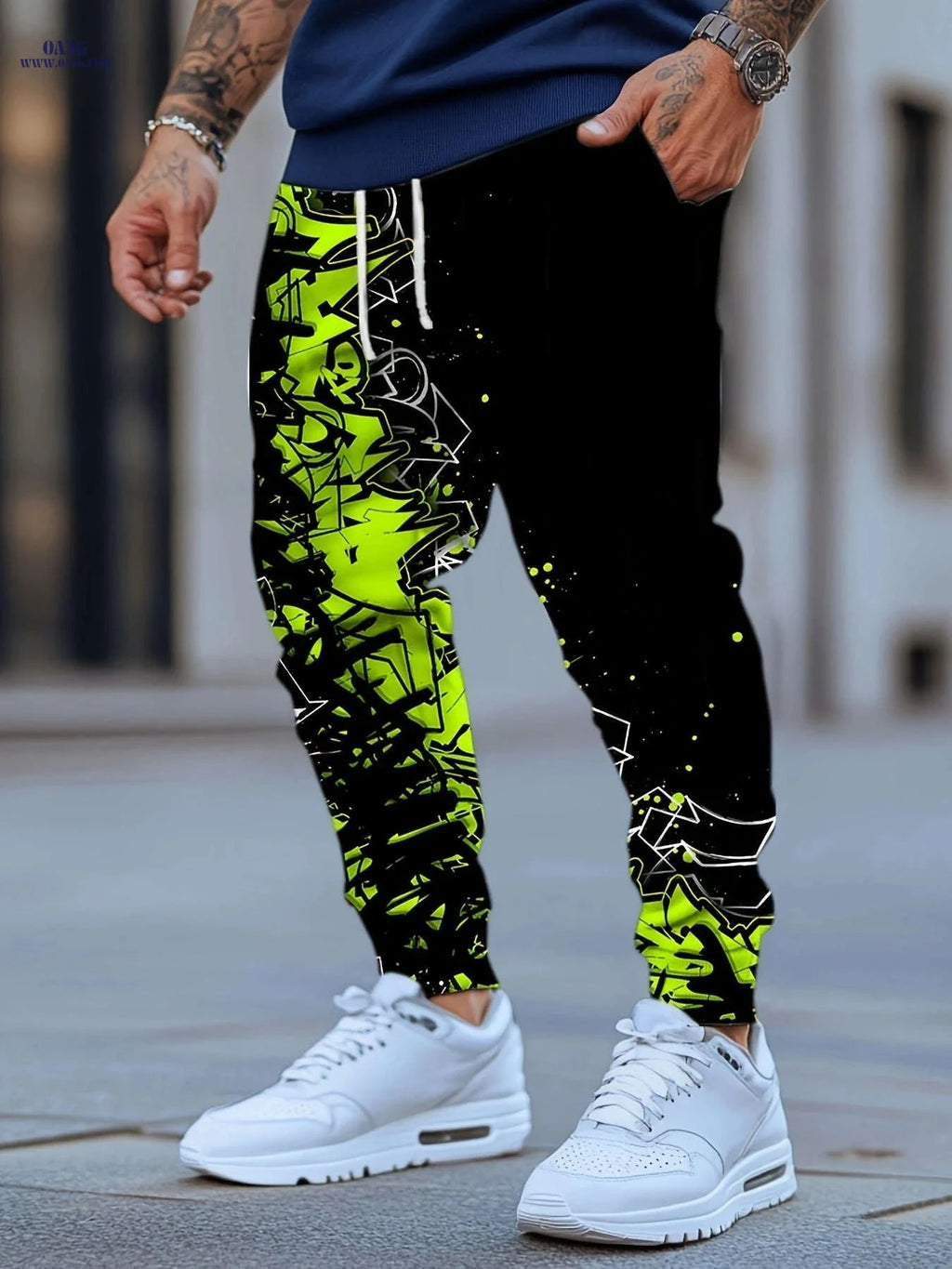 Stylish Men's 3D Graffiti Print Sweatpants - Casual Comfort & Pockets   OAXG Mixed Color / FR S