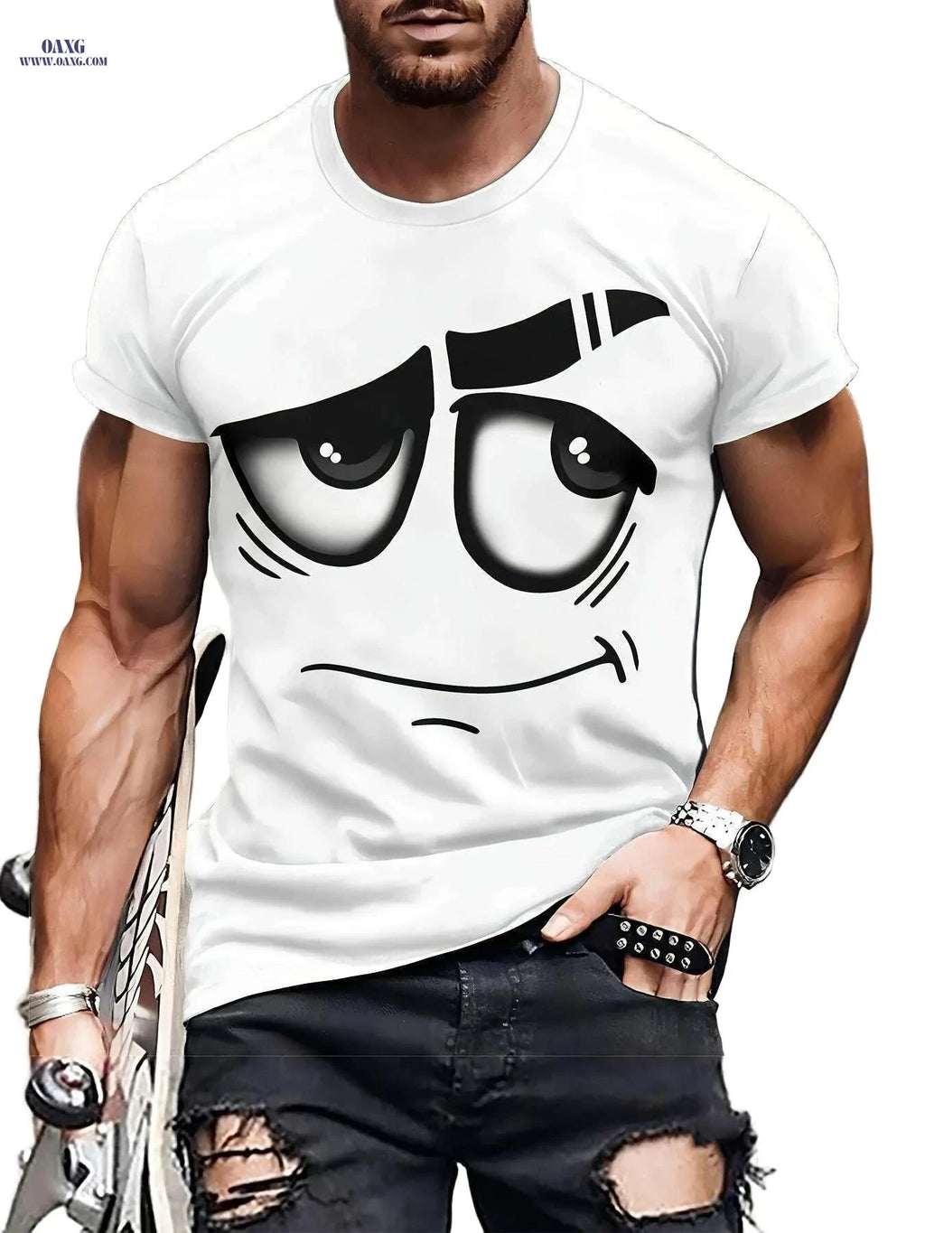 Stylish Men's 3D Graphic T-Shirt - Soft, Casual, Machine Washable   OAXG 