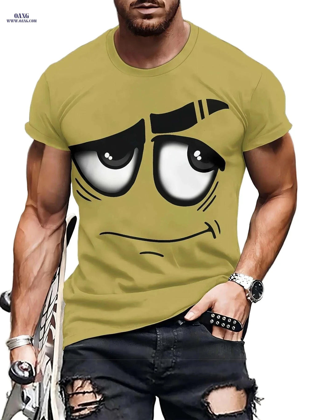 Stylish Men's 3D Graphic T-Shirt - Soft, Casual, Machine Washable   OAXG 