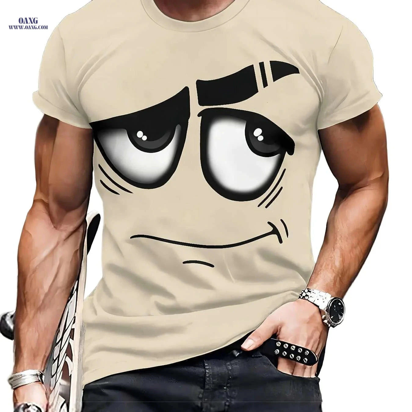 Stylish Men's 3D Graphic T-Shirt - Soft, Casual, Machine Washable   OAXG Dark Gray / S