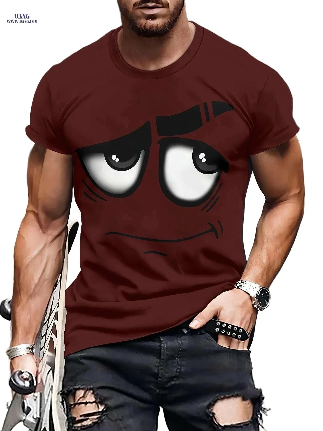 Stylish Men's 3D Graphic T-Shirt - Soft, Casual, Machine Washable   OAXG Dark Gray / S
