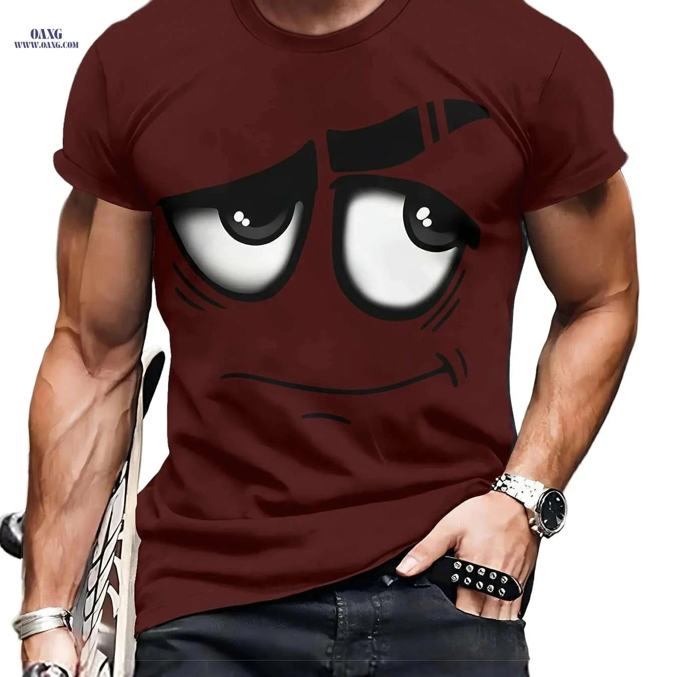 Stylish Men's 3D Graphic T-Shirt - Soft, Casual, Machine Washable   OAXG Dark Gray / S