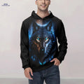 Stylish Men's 3D Wolf Print Hoodie - Casual Long Sleeve for Spring/Fall   OAXG 