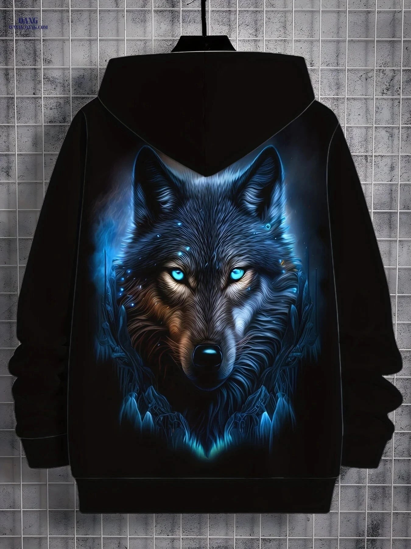 Stylish Men's 3D Wolf Print Hoodie - Casual Long Sleeve for Spring/Fall   OAXG 
