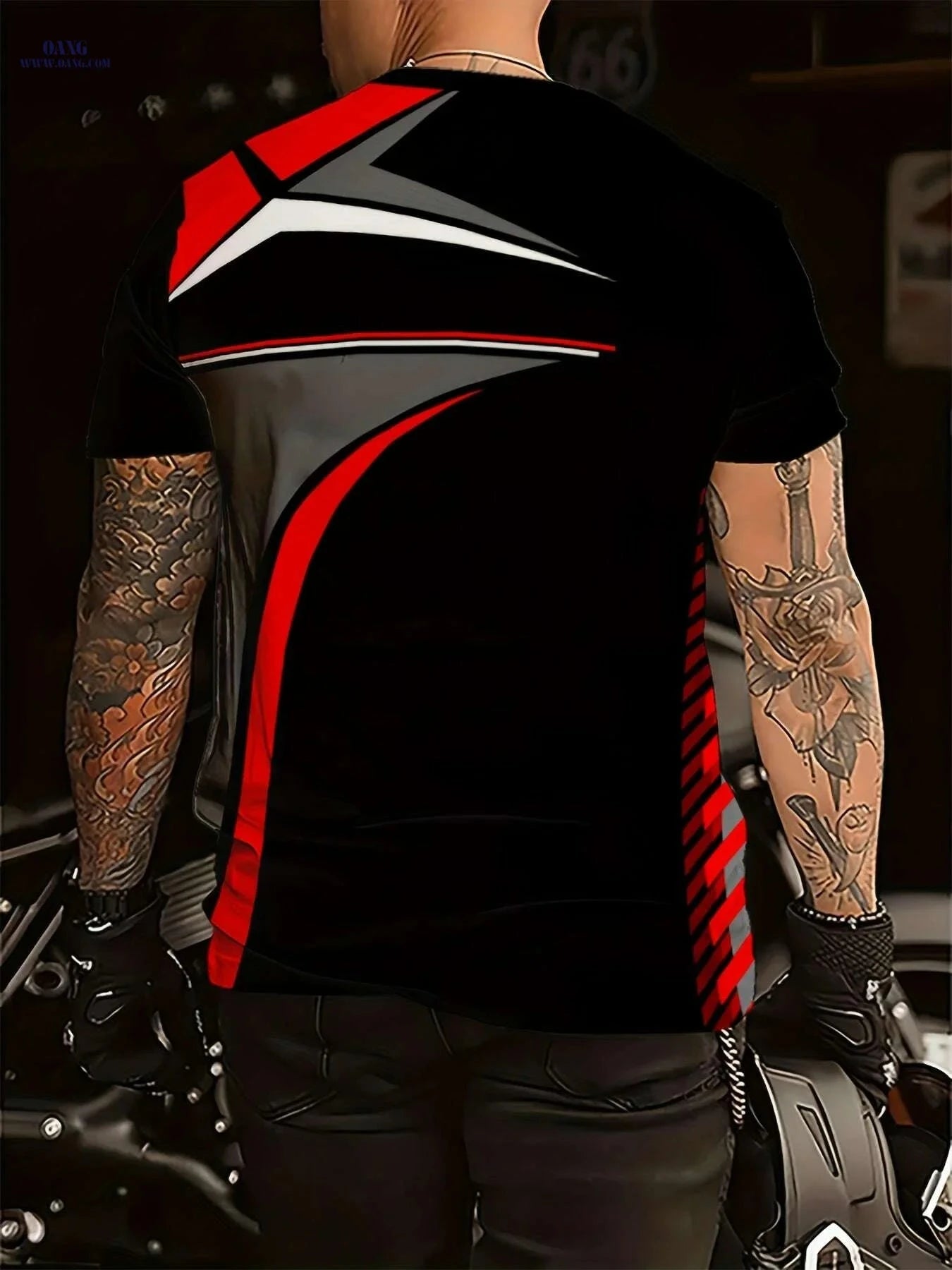 Stylish Men's Black T-Shirt - Casual Crew Neck, Digital Print Design   OAXG 