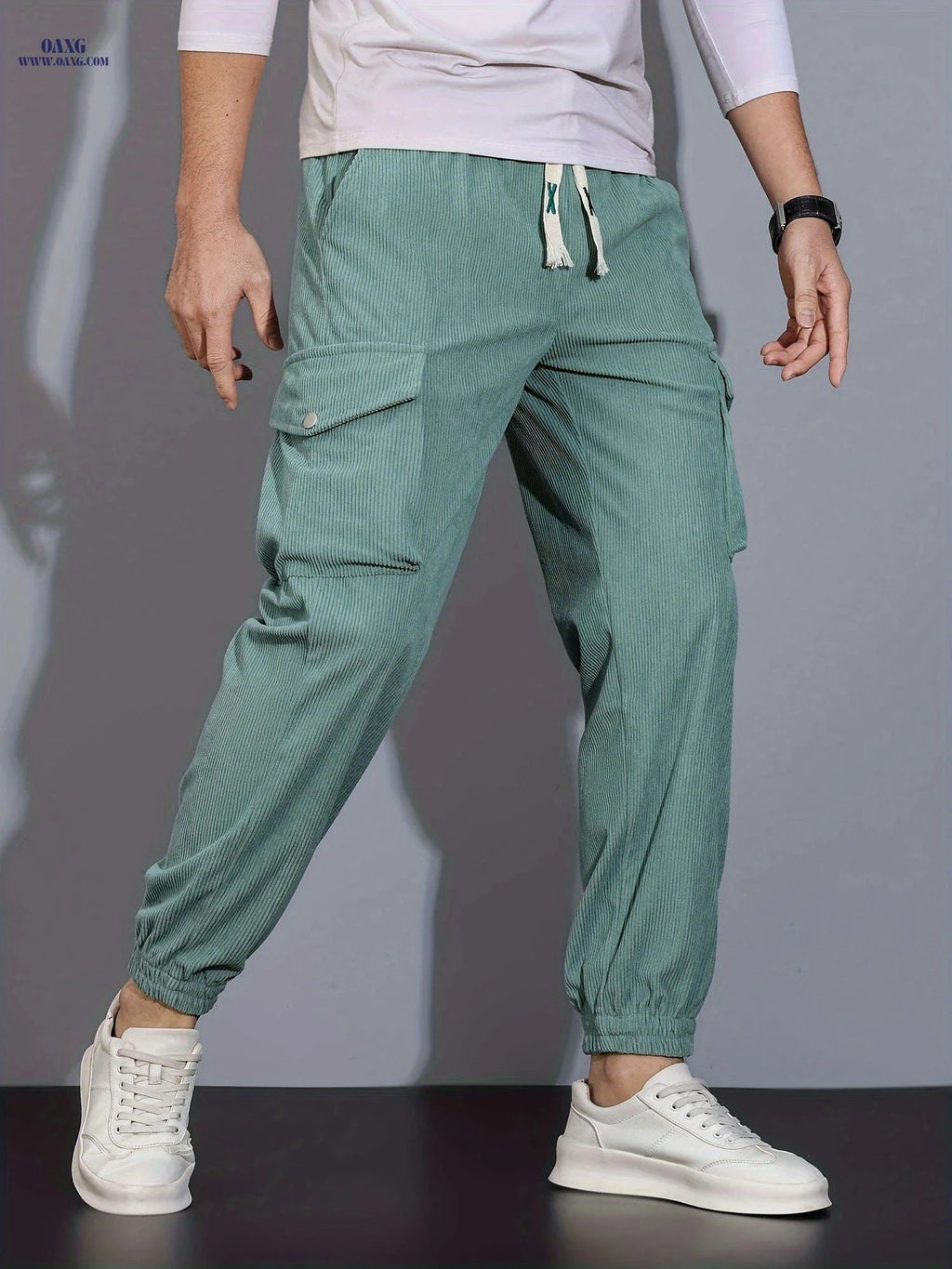 Stylish Men's Cargo Pants - Multi Pocket Drawstring Joggers   OAXG Black / FR S