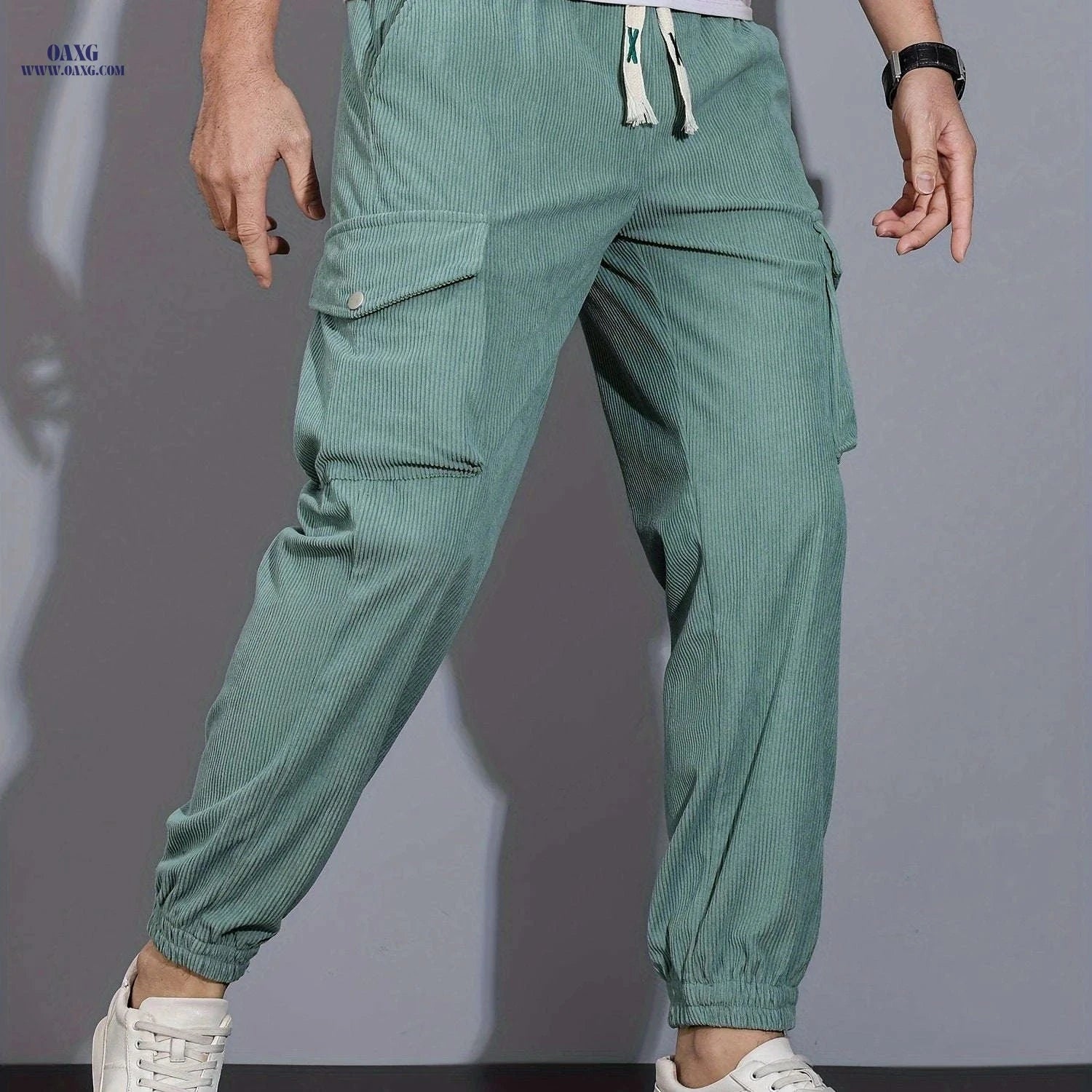 Stylish Men's Cargo Pants - Multi Pocket Drawstring Joggers   OAXG Black / FR S