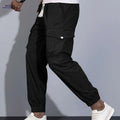 Stylish Men's Cargo Pants - Multi Pocket Drawstring Joggers   OAXG Black / FR S