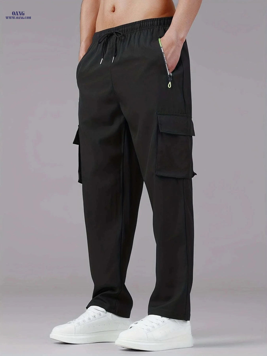 Stylish Men's Cargo Pants - Multi-Pocket, Relaxed Fit for Outdoors   OAXG Black / FR S