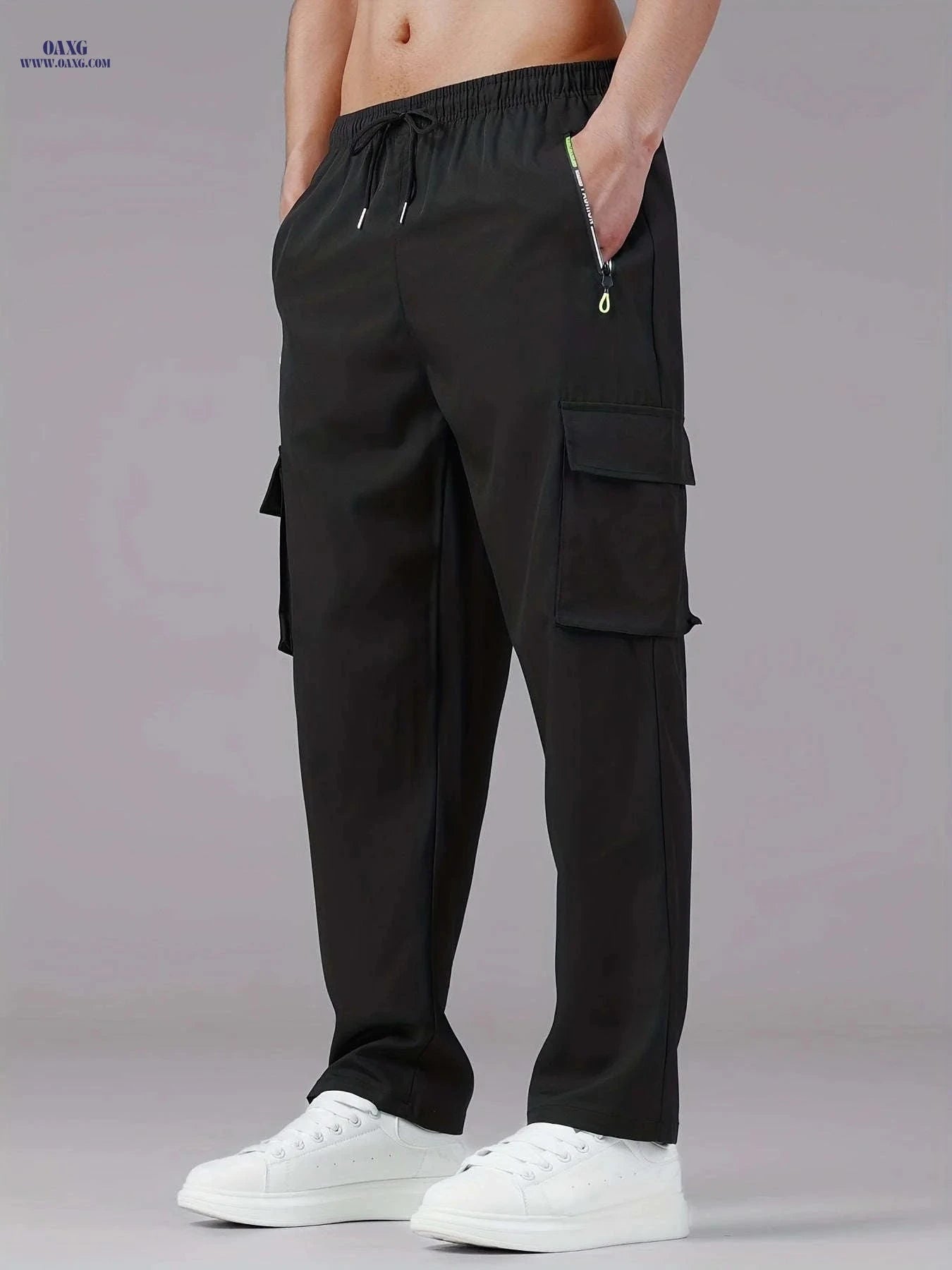 Stylish Men's Cargo Pants - Multi-Pocket, Relaxed Fit for Outdoors   OAXG Black / FR S