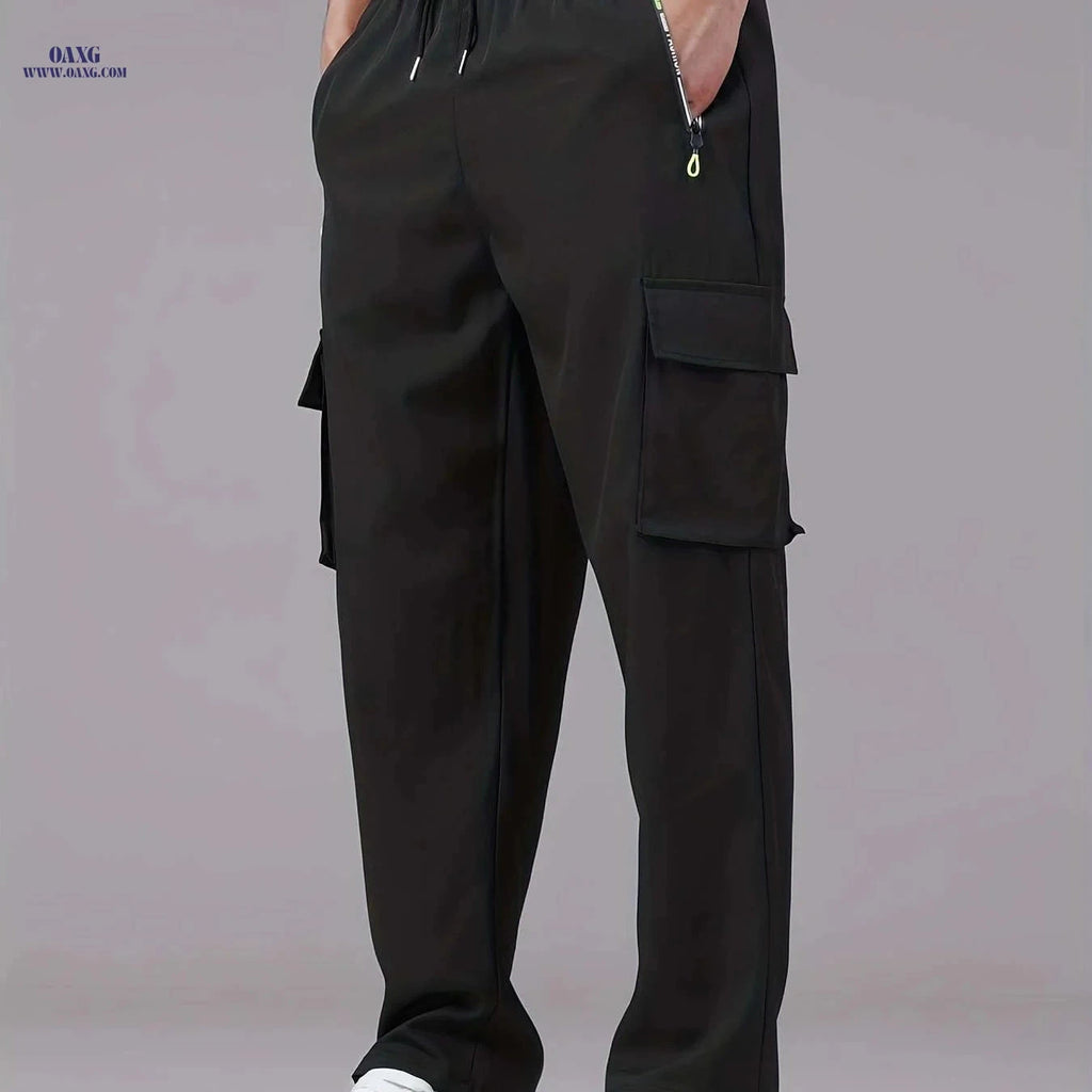 Stylish Men's Cargo Pants - Multi-Pocket, Relaxed Fit for Outdoors   OAXG Black / FR S