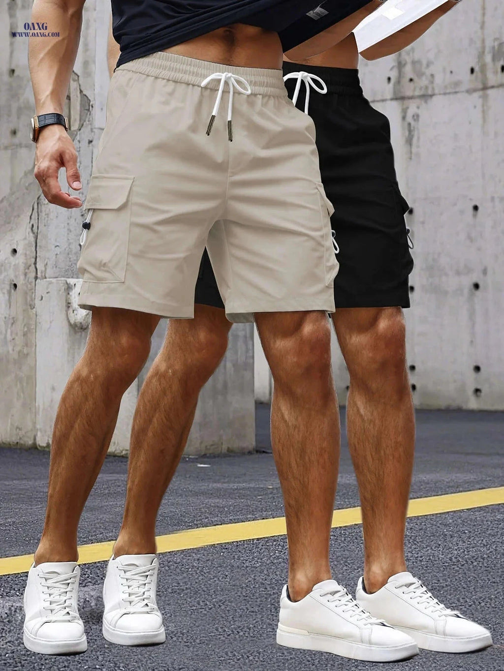 Stylish Men's Cargo Shorts - Set of 2 with 3D Pockets   OAXG 
