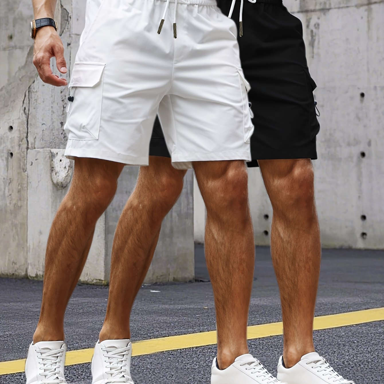 Stylish Men's Cargo Shorts - Set of 2 with 3D Pockets   OAXG 