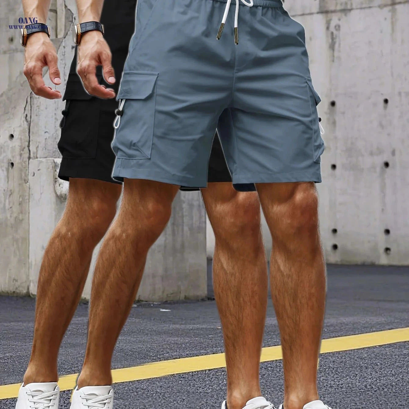 Stylish Men's Cargo Shorts - Set of 2 with 3D Pockets   OAXG 