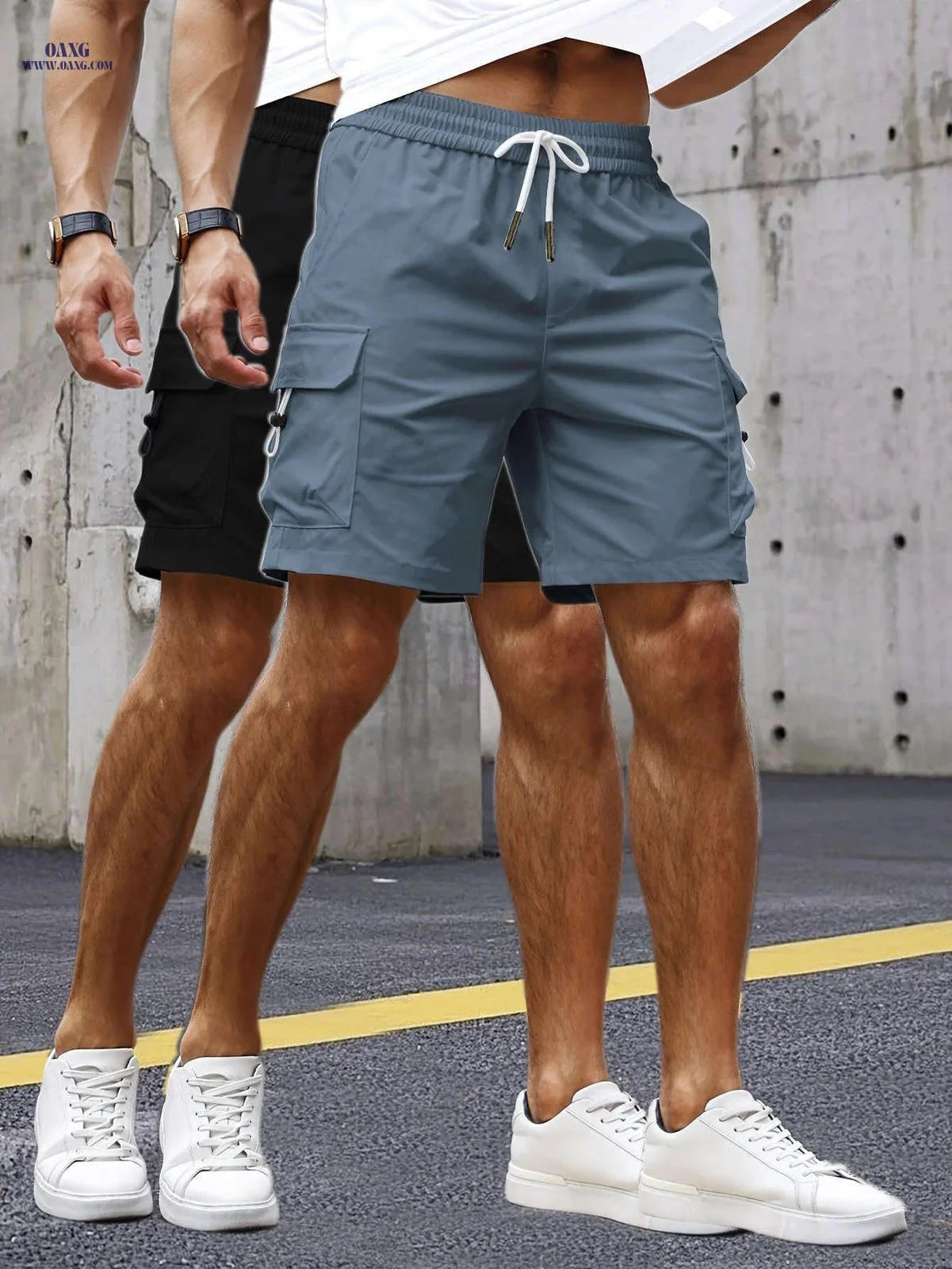 Stylish Men's Cargo Shorts - Set of 2 with 3D Pockets   OAXG 