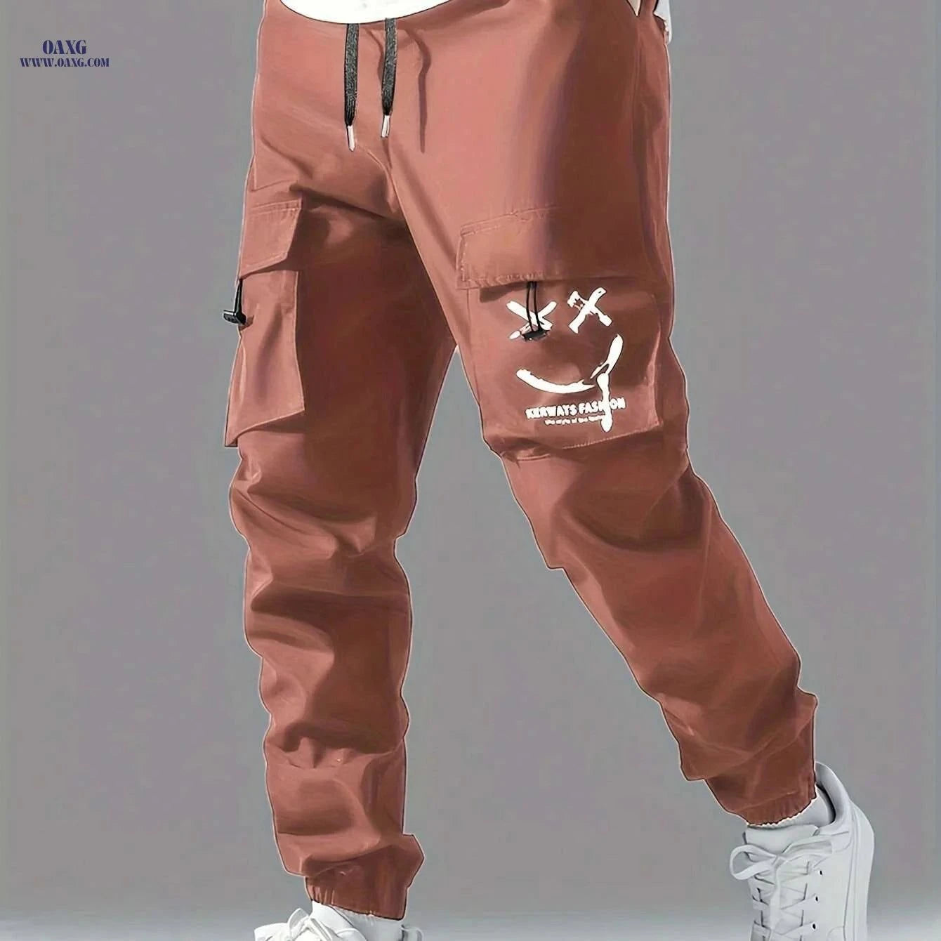 Stylish Men's Casual Cargo Pants - Multiple Pockets & Drawstring   OAXG Blue / S