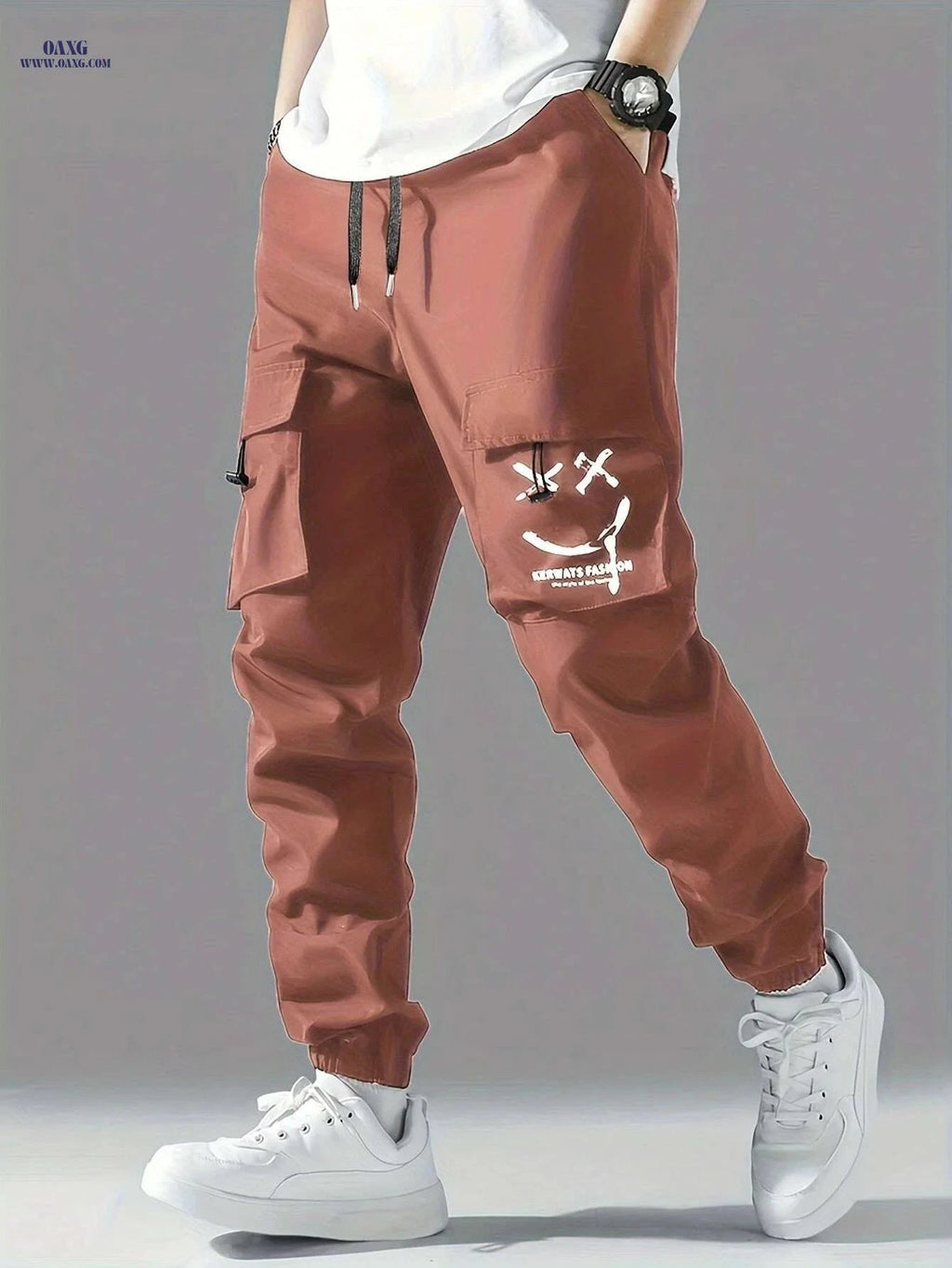Stylish Men's Casual Cargo Pants - Multiple Pockets & Drawstring   OAXG Blue / S