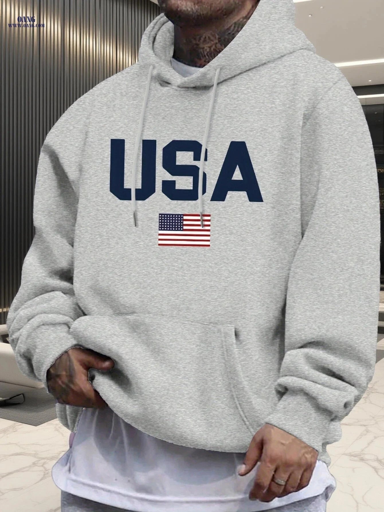 Stylish Men’s Casual Hooded Sweatshirt - Perfect for Spring & Fall   OAXG 