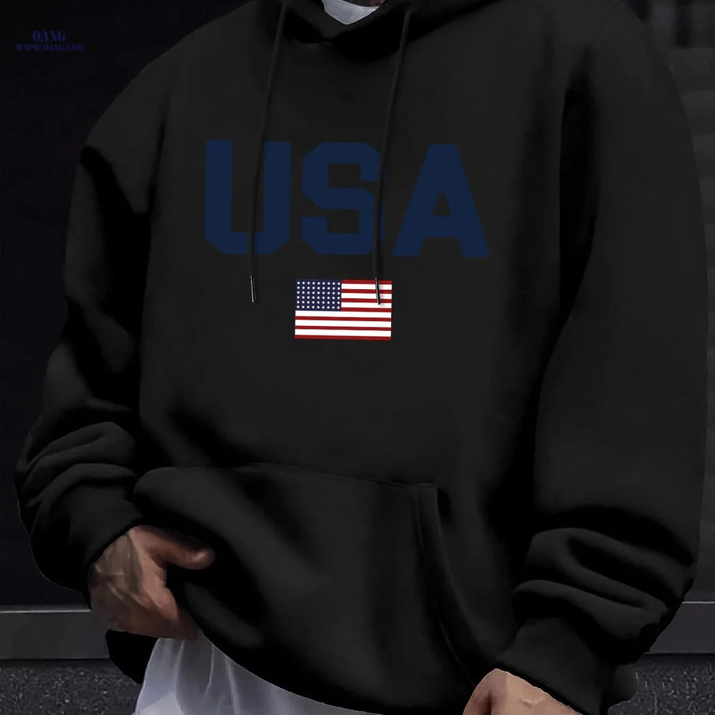 Stylish Men’s Casual Hooded Sweatshirt - Perfect for Spring & Fall   OAXG 