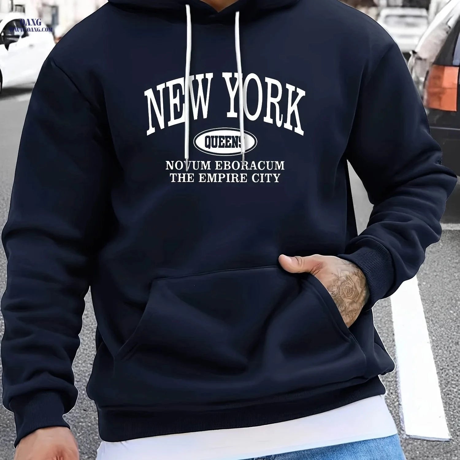 Stylish Men's Casual Hoodie - Easy Letter Print for Sports   OAXG 