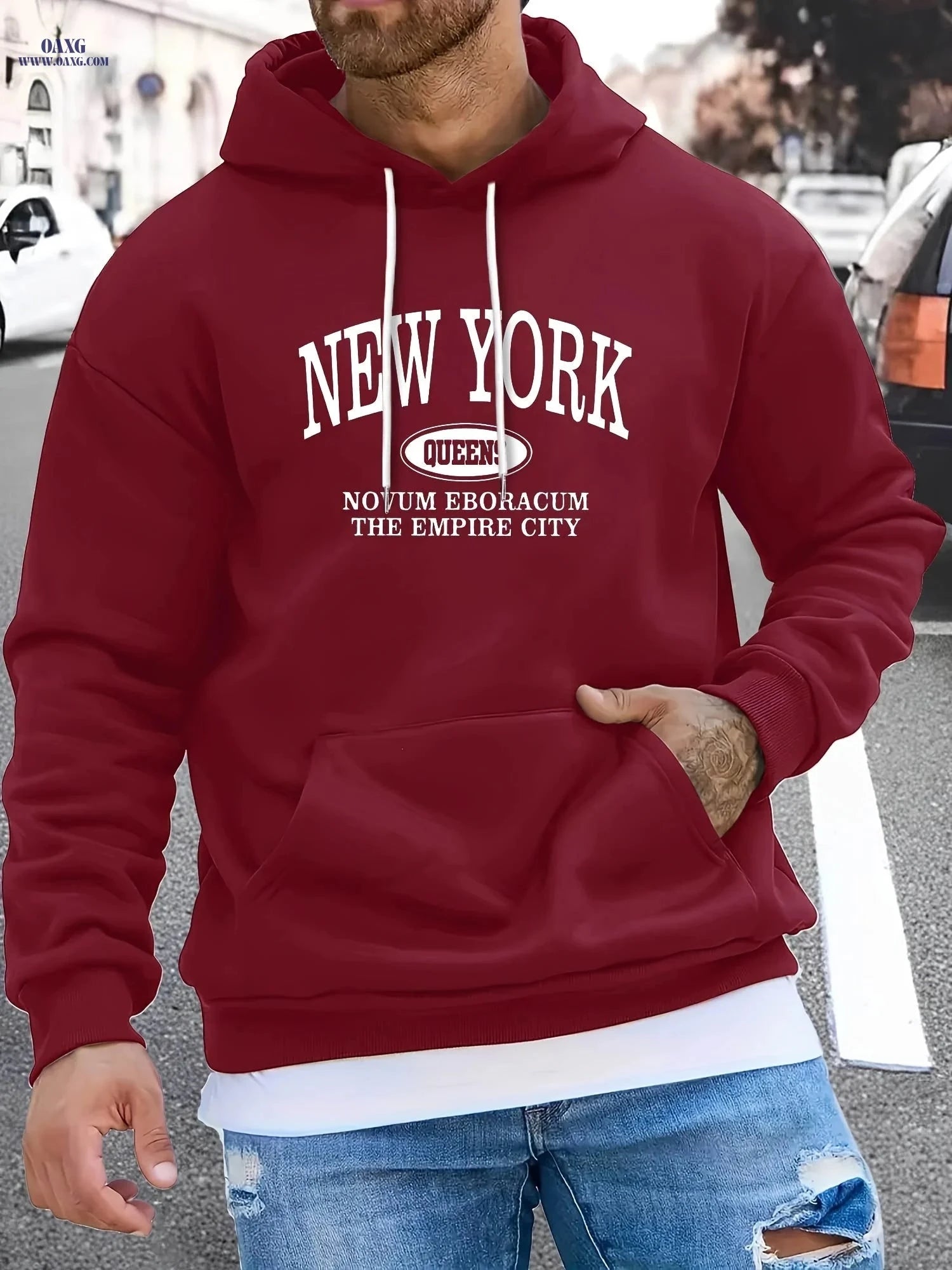 Stylish Men's Casual Hoodie - Easy Letter Print for Sports   OAXG 