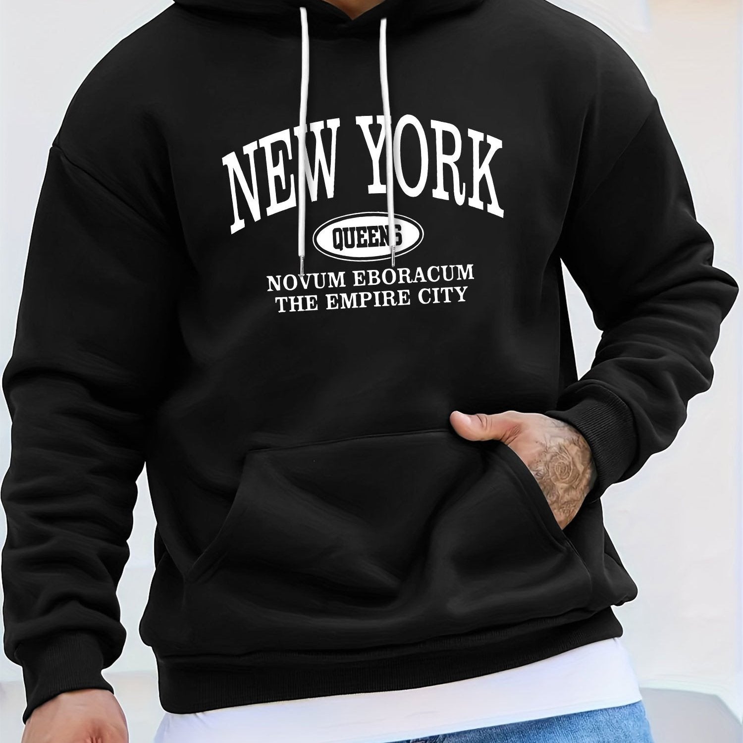 Stylish Men's Casual Hoodie - Easy Letter Print for Sports   OAXG Black / FR S