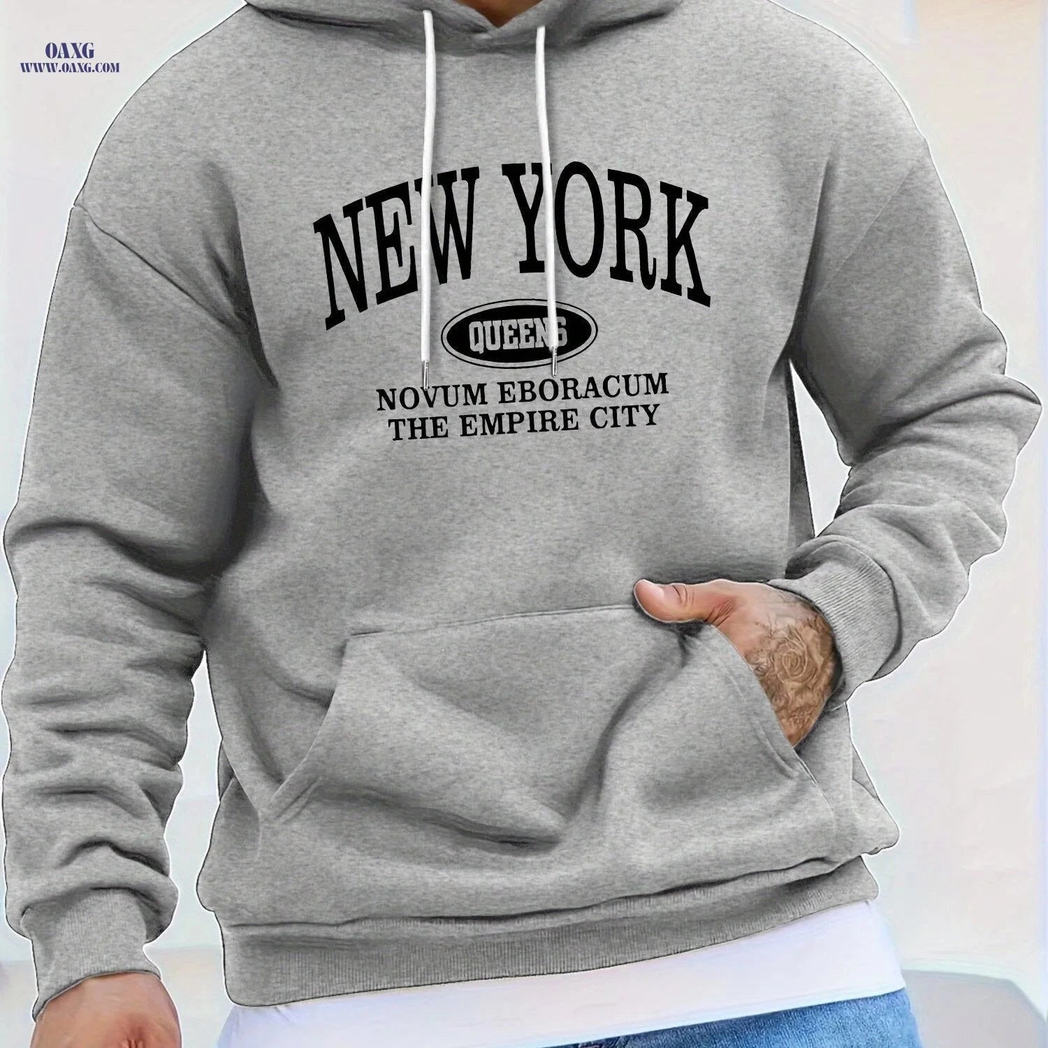 Stylish Men's Casual Hoodie - Easy Letter Print for Sports   OAXG Black / FR S