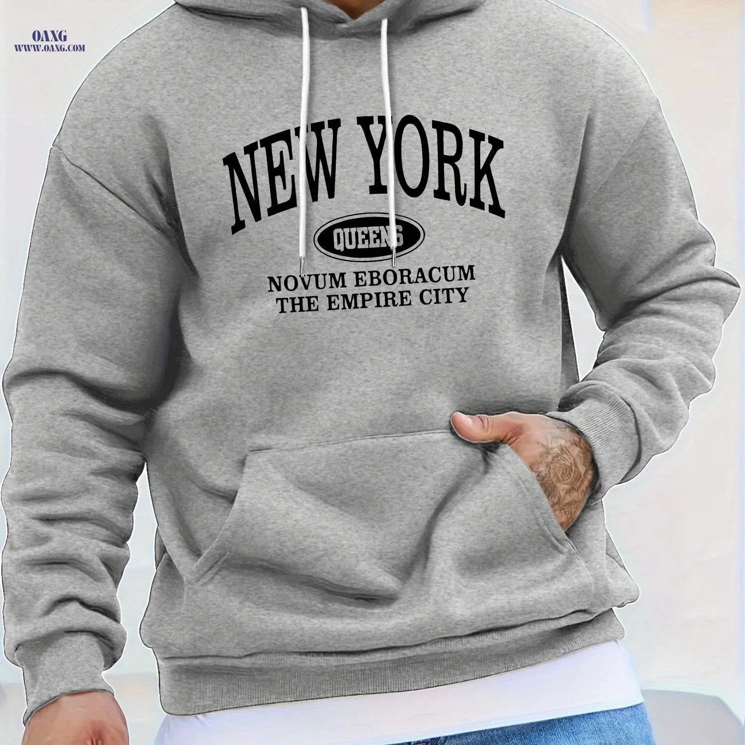 Stylish Men's Casual Hoodie - Easy Letter Print for Sports   OAXG Black / FR S