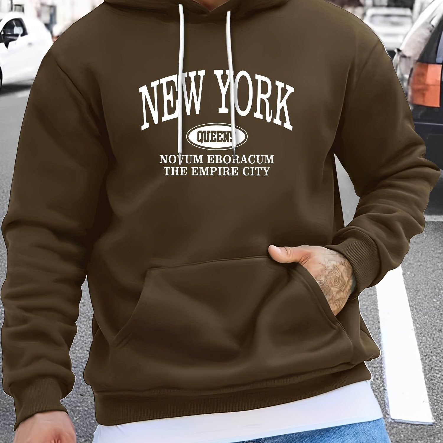 Stylish Men's Casual Hoodie - Easy Letter Print for Sports   OAXG Black / FR S