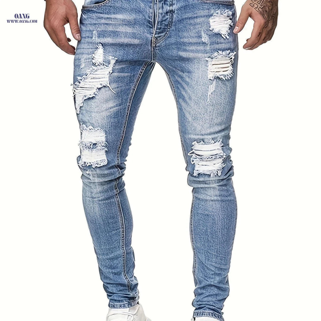 Stylish Men's Casual Jeans - High-Quality, Trendy Skinny Fit   OAXG 
