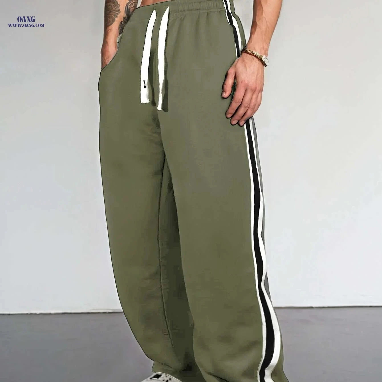 Stylish Men's Casual Long Pants - Comfortable Polyester with Pockets   OAXG Black / S