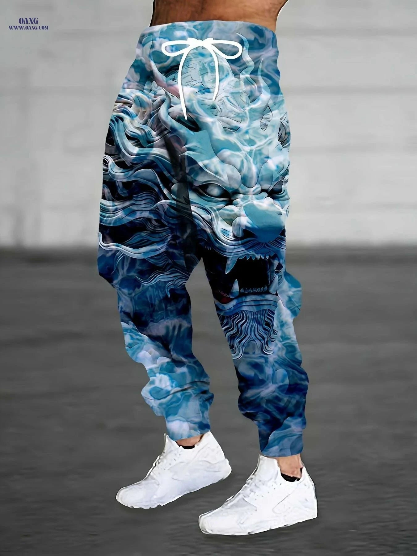 Stylish Men's Casual Print Trousers - Slight Stretch & Pocket Details   OAXG White / S